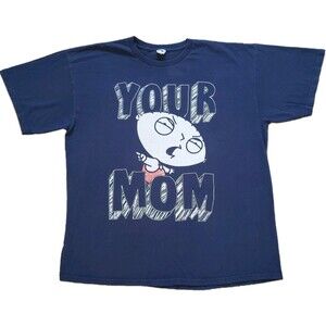 Vintage 2000s Stewie Griffin Your Mom Size XL Mens Blue T-Shirt Family Guy Y2k